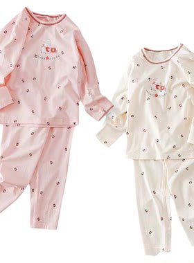 旺贝特儿童内衣套装女小童棉莫薄款秋衣秋裤秋冬无骨家居服睡衣