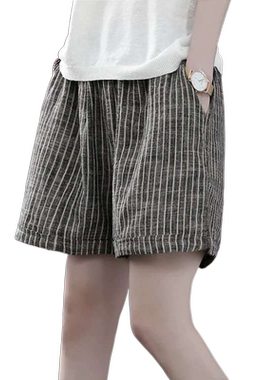 夏季外穿大码宽松休闲棉麻短裤女