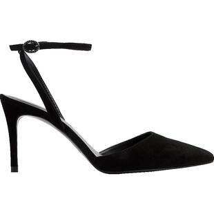 LK BENNETT黑色尖头凉鞋24春季新款女鞋真皮绒面8cm细跟腕带高跟