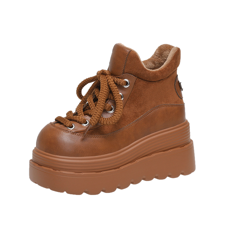 2025冬新款8cm内增高女鞋厚底加绒运动休闲鞋百搭保暖松糕老爹鞋