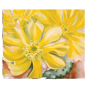 黄色仙人掌花 Georgia O'Keeffe 欧姬芙 艺术装饰画 客厅玄关酒吧