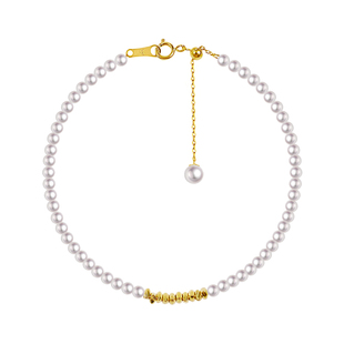 【岁岁有金】BEAUFINA百分娜15粒24K碎金小米珠项链极光淡水珍珠