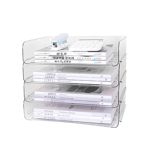 学生桌面书立书架阅读架多功能塑料叠加置物架办公室工位整理架宿舍转角简易小书架杂物收纳盒放置架用品大全