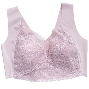 大胸显小内衣女大码超薄款缩胸兔耳朵无痕无钢圈背心式收副乳文胸