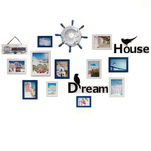 客厅照片墙装饰免打孔圆形相片墙组合简约现代北欧创意挂墙相框墙