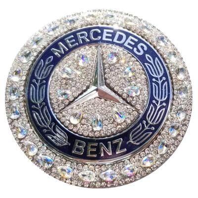 适用于镶钻奔驰前小标C200LGLCGLACSLKCLSEB系车标改装饰车贴钻石