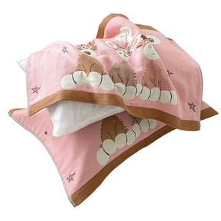 A类纯棉纱布枕巾一对装儿童40x60cm全棉幼儿园卡通枕头巾柔软吸汗