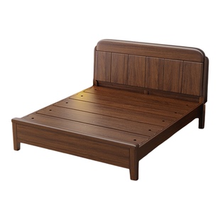 胡桃木实木床1米8双人大床主卧室排骨架床架婚床1米5原木床木板床