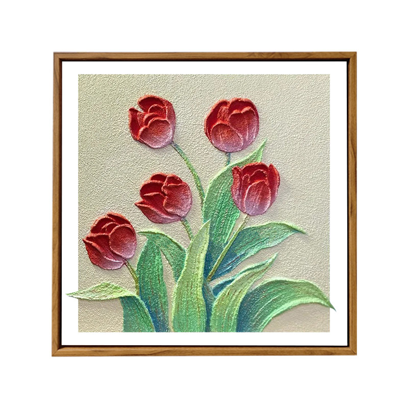中国风铃兰花郁金香花卉肌理画