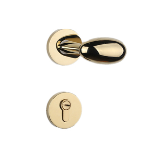 美式仿古铜室内门锁中古风房门锁鸭鹅蛋形把手黄古铜静音磁吸门锁