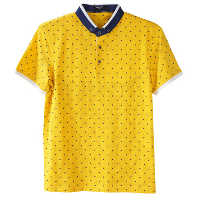 镂空提花门筒领短袖T恤Leonardo