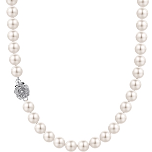 潮宏基花韵S925银山茶花珍珠项链锁骨链颈饰ins风送女友生日礼物