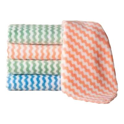 珊瑚绒抹布不沾油洗碗水波纹抹布