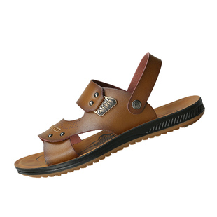 凉鞋男牛筋底真皮2025新款韩版两用凉拖鞋沙滩皮凉鞋防滑拖鞋男潮