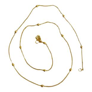 越南沙金款女隔珠链仿真金素金链子不易掉色女款锁骨项链黄铜饰品