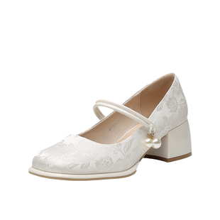 大东玛丽珍女鞋2026新款春季新中式国风鞋子粗跟高跟鞋法式单鞋女