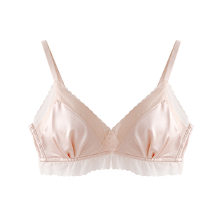【纯欲胸】法式三角杯内衣女小胸无钢圈文胸2026新款爆款缎面纯欲