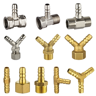 铜宝塔三通接头插口一分两路灶具燃气热水器天然气煤气液化器分流