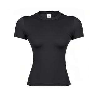 STN修身白色圆领短袖莱赛尔蚕丝针织女夏季新款纯色显瘦正肩上衣