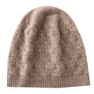 纯羊毛帽子女秋冬韩版镂空保暖防寒休闲百搭潮月子包头毛线针织帽