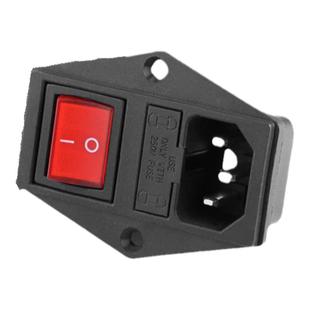 全铜三合一品字插座开关带双保险带灯带耳ac电源插座公座带线