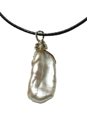 扁珍珠吊坠异形单颗淡水14k包金