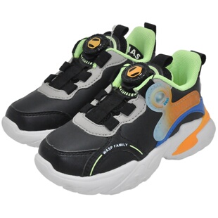 大黄蜂BIGWASP小童运动鞋春秋款皮面休闲鞋儿童鞋子旋钮松紧鞋