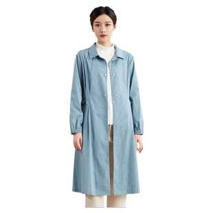 依伽依佳2023秋新款英伦纯色收腰修身复古简约风衣外套女ESQF003