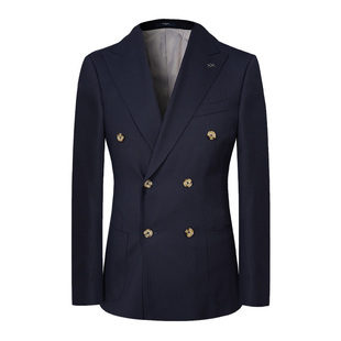 JODOLL乔顿【布雷泽】双排扣西服男士商务休闲修身绵羊毛西装外套