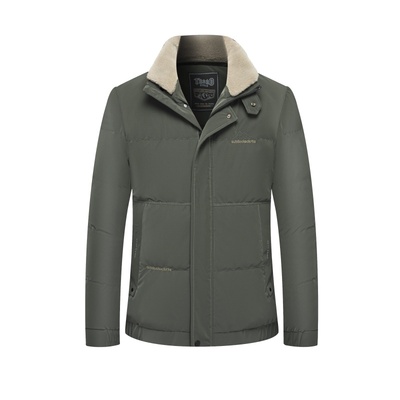 皮尔卡丹中年男羊毛领羽绒服外套