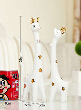 现代简约情侣梅花鹿创意家居客厅电视柜工艺品陶瓷摆件可爱装饰品