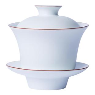 汝窑盖碗陶瓷手工大号玉色汝瓷茶碗功夫茶具不烫手三才盖碗泡茶碗