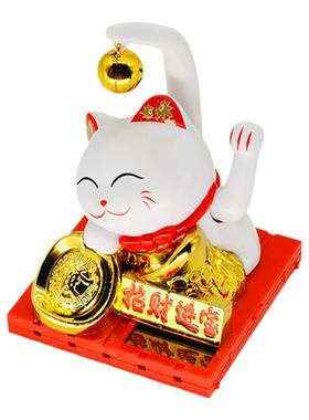 新品太阳能卡通猫摇手汽车中控台摆件中式创意家居客厅办公室装饰