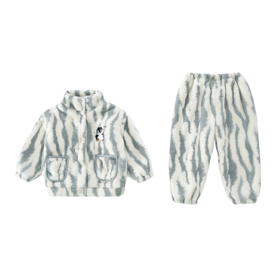 男童睡衣法兰绒秋冬季2025新款儿童宝宝加绒珊瑚绒家居服可爱套装