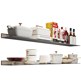 厨房置物架一字板悬空免钉墙上壁挂锅架免打孔水槽上方调料收纳架