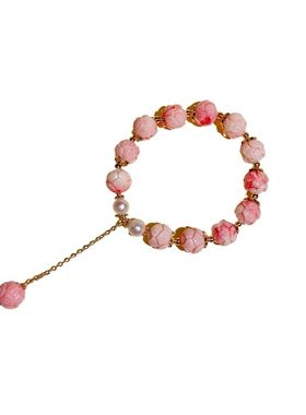 贝壳粉压花女皇贝手串珍珠流苏