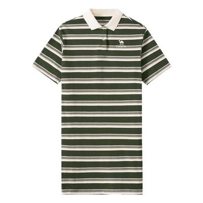 骆驼条纹T恤连衣裙polo裙