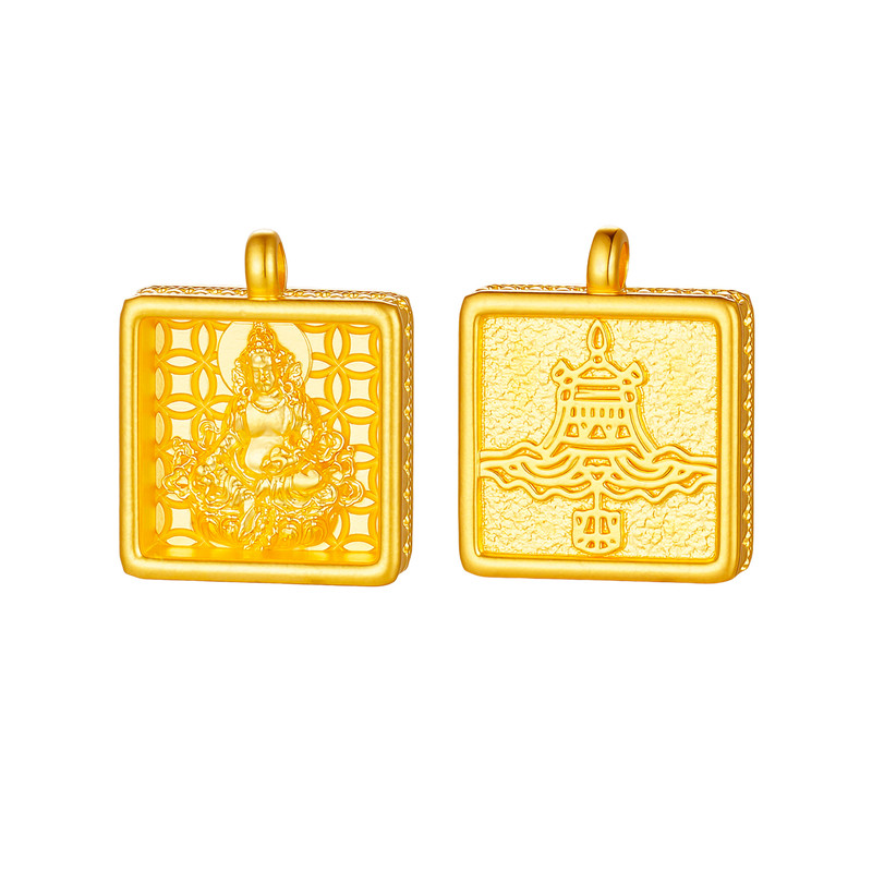 天美珠宝黄金黄财神吊坠卡子