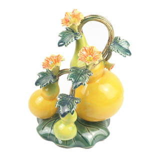 石湾公仔陶瓷葫芦开业玄关客厅简约风水吉祥物家居桌面摆件工艺品