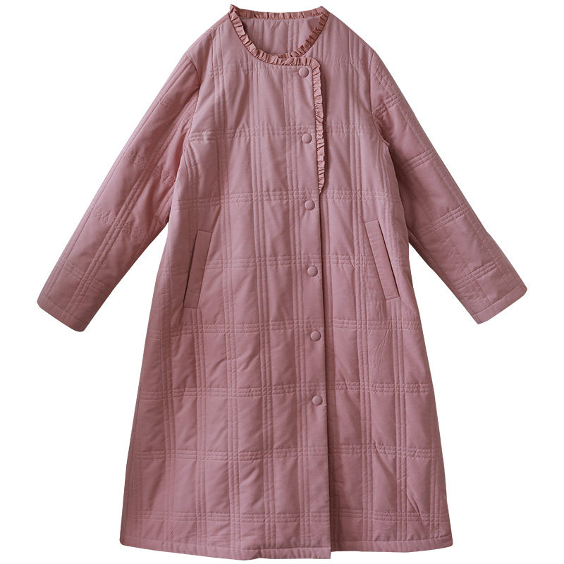 忆旧文艺加厚宽松棉服中长款女冬