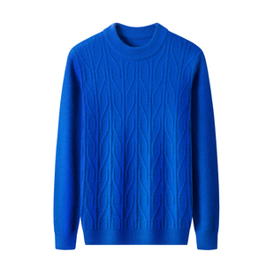 老爷车毛衣男冬季新款加厚半高领提花针织衫中年爸爸冬装打底上衣