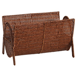 Kens轻奢书本置物架仿藤编立式书报杂志架沙发边角收纳储物架子