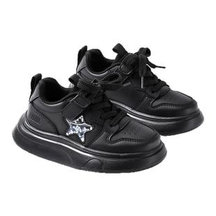 annil安奈儿女童黑色运动鞋春秋儿童2026新款跑步鞋男童老爹鞋潮