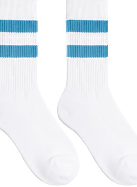 sockkon蓝条纹中高筒吸汗棉袜子