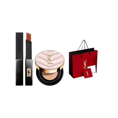 YSL/圣罗兰 小黑条口红314+新款粉气垫B20 12g+YSL红色礼袋