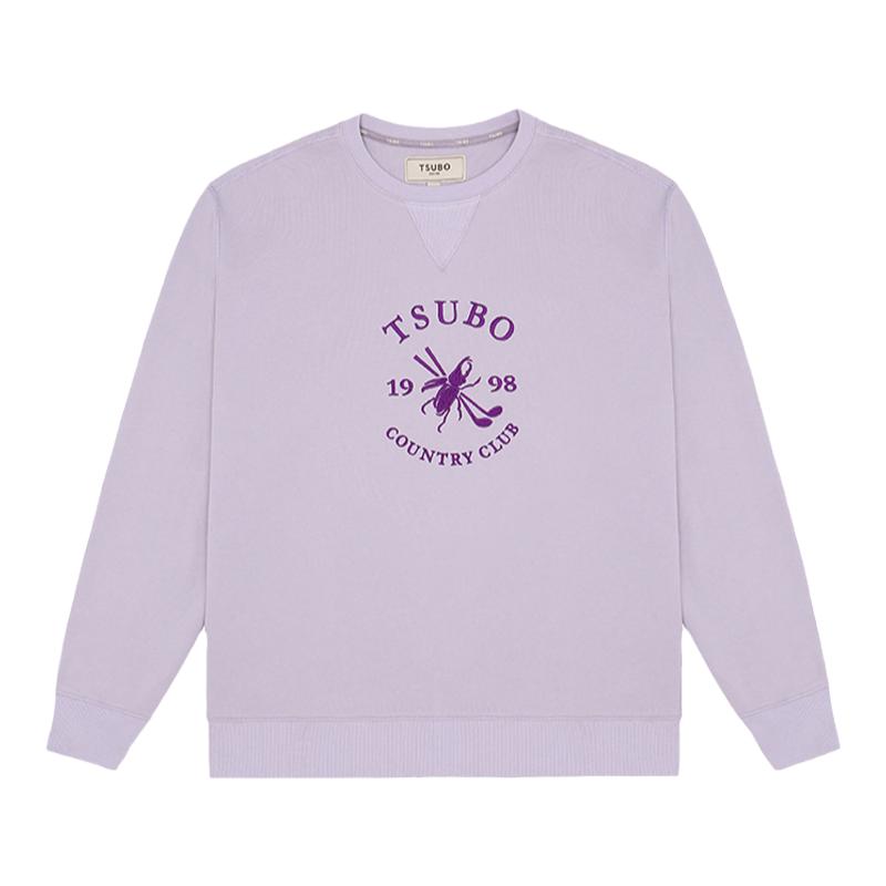 尺不TSUBO 男女同款 休闲logo刺绣棉质香芋紫圆领卫衣