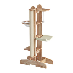Petpeace实木猫爬架小户型猫窝猫树一体猫抓板小型不占地剑麻猫架