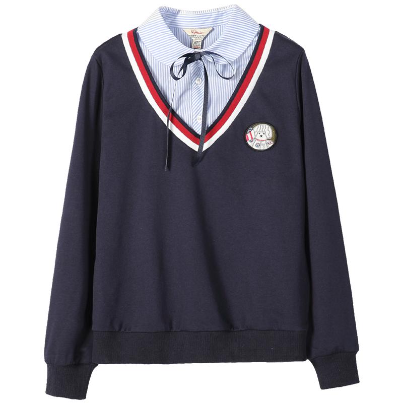 初中生两件衬衫领少女春季卫衣