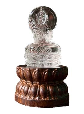 天然水晶摆件大势至生肖马八大守护送实木底座配北大鉴定证书