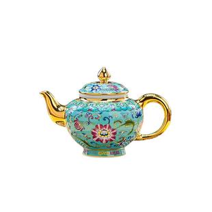 珐琅彩中式描金茶壶单壶手把壶功夫茶具家用高端景德镇陶瓷泡茶壶